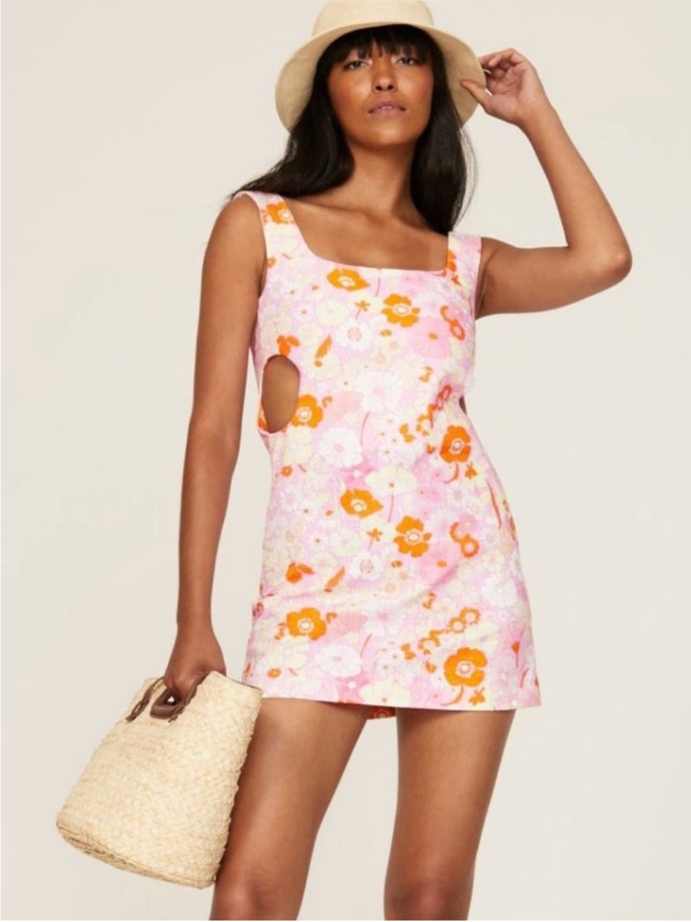 Maje Risella Flower Power 100% cotton Cutout Minidress Sz FR34/US 0-2 (XS)